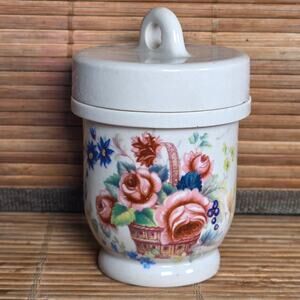 Vintage English Floral Egg Coddler Reg No 720797 Porcelain